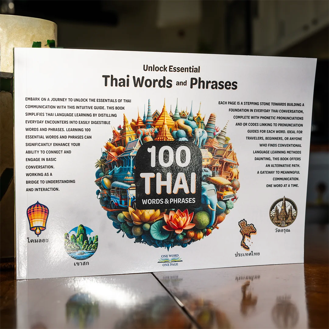 Front cover of the unlock Thai essentials language book in a person house.